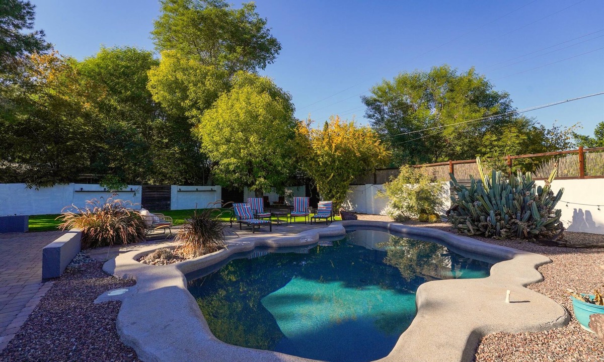 Pierson Place Historic District House | Art & Music-Inspired Getaway with Heated Pool + Lush Yard in Central Phx