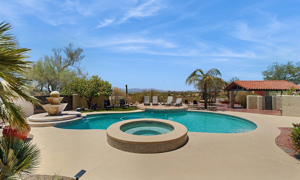 Tucson House | Dazzling retreat with city views, pool, hot tub, bocce ball court, & roof deck
