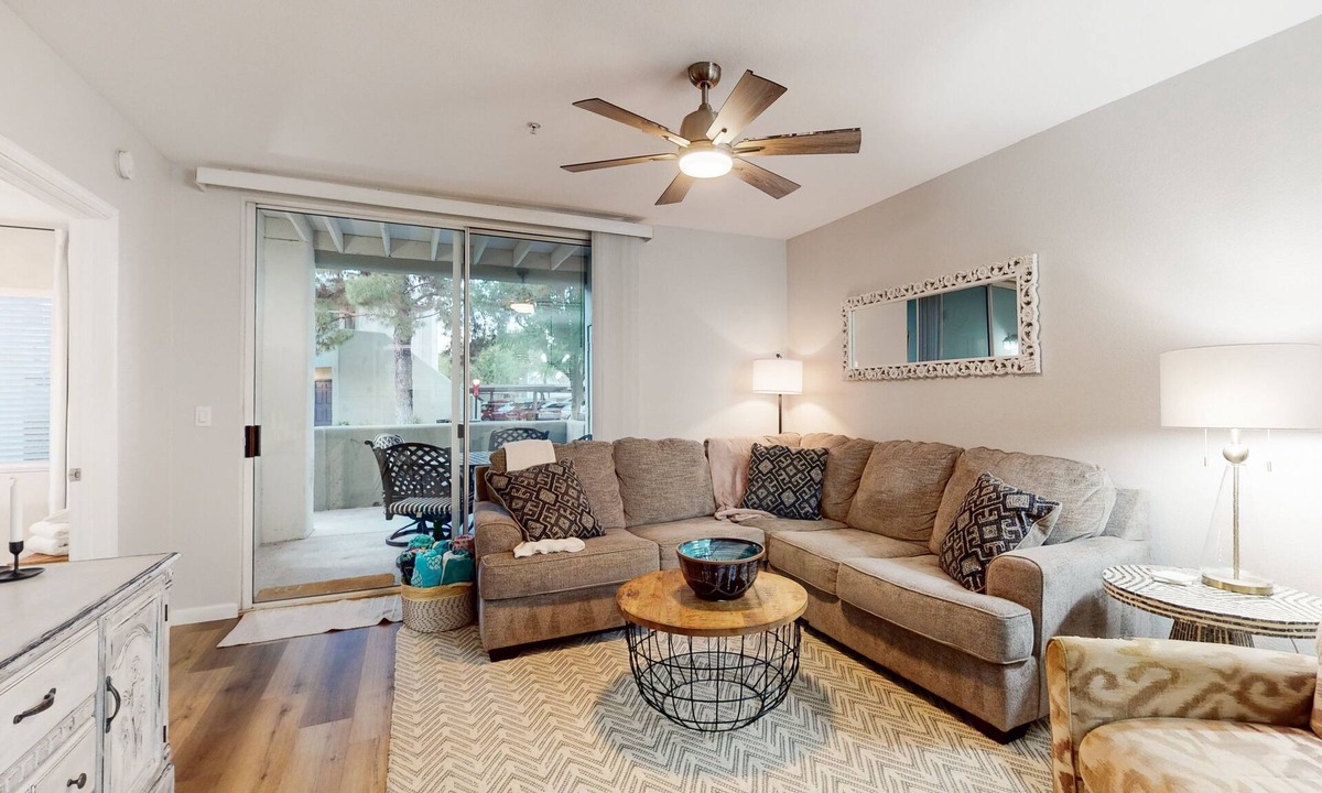 Chandler House | Ground-floor condo with on-site pool, pickleball, hot tub, gym & private balcony