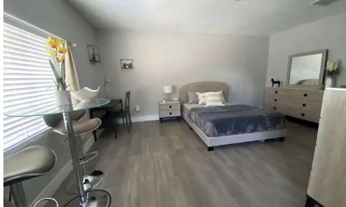 Las Vegas Apartment | Modern Studio Designed for Extended Stays - Private Bath, Kitchen, Entrance