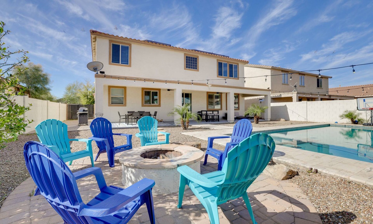Canyon Trails West House | Pool, Fire Pit: Luxe Family Home in Goodyear
