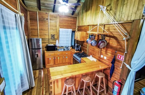 La Veleta Cabin | Alicat Villas:Unique spacious wooden cabin with large balcony , pool, fast wifi