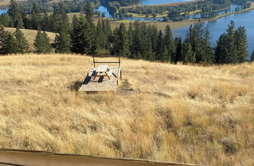 Harrison Cabin | Idaho Getaways Beautiful Glamp tent with lakeview of Lake Coeurdalene & campfire