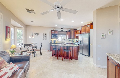 Sun City West House | Inviting home with full kitchen, patio, central AC, & W/D