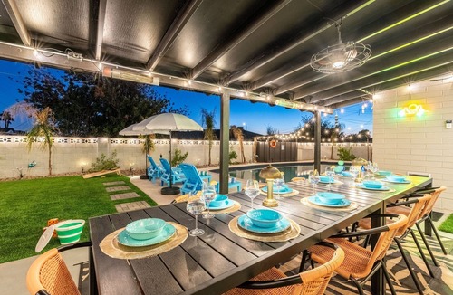Village Grove House | Luxury Gatsby Hideaway - Heated Pool, Hot Tub, Game Room, Fire Pit Near Old Town