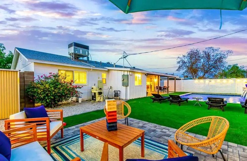 New Papago Parkway House | New! Blissful on Beatrice - Heated Pool, Mini Golf, Dog House, Outdoor Fire Pit