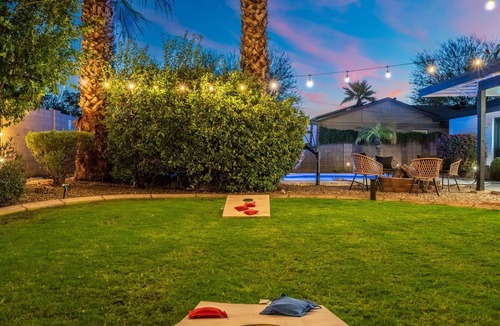 Melrose Paradise House | Poolside Oasis Retreat with Heated Pool Fire Pit Yard