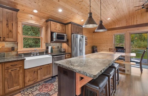 Whitefish Cabin | Secluded cabin with your own pond. Waterfront steps away. 30min to ski big mtn