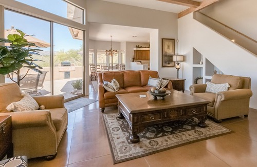 Carefree House | Secluded dog-friendly home with private patio, gas grill, mtn views, fireplace