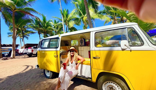 Amazing Retro VW Disco Van Stay With Pool and Ocean Views Walk to the Beach