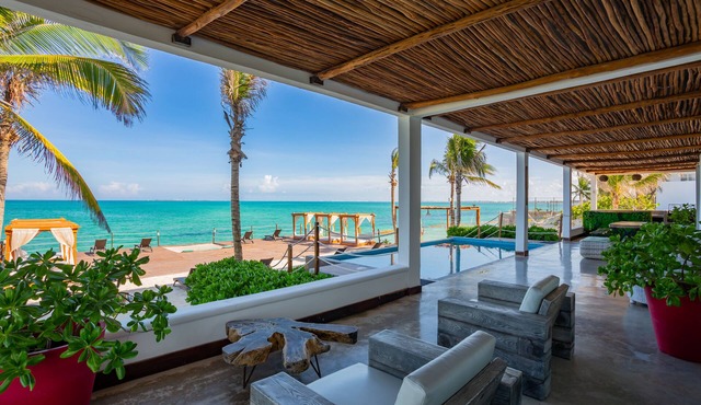 Beach Front Villa, pool, mainland accessible by car.