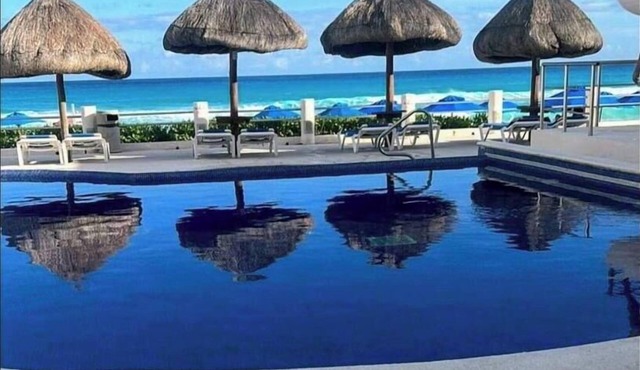 Beautiful ocean view front villa balconny turquoise sea swim