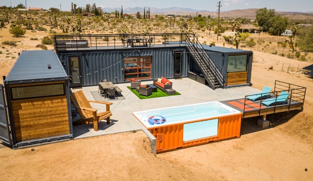 Box on the Rox Modern Container Home Heated Pool