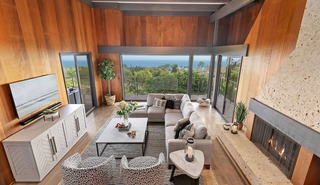 Breathtaking Ocean Views Stun at Modern Multi-Level Home with Spa