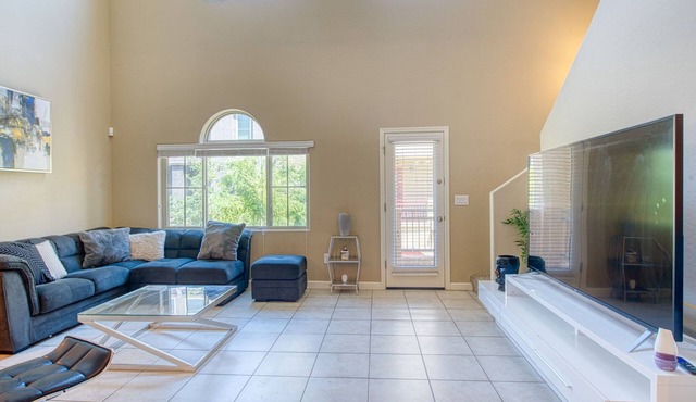 Contemporary House in gated community with swimming pools.