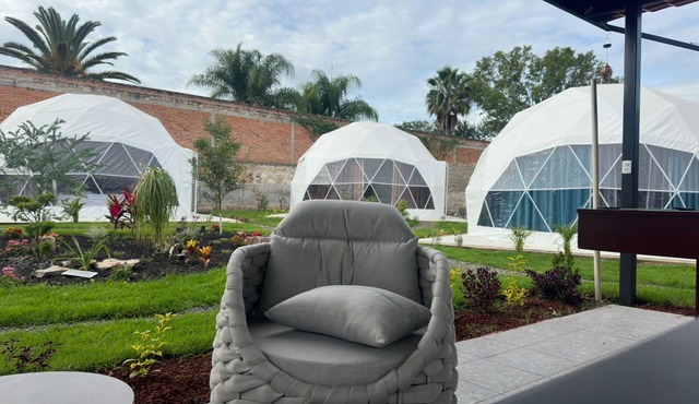 Glamping geodesic domes, camping experience with hotel comfort