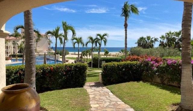 Ground floor beach condo comfortably sleeps 4. One king bed plus two queen beds.