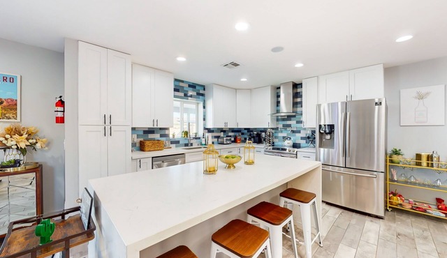 Modern delight with private pool, putting green, Ping-Pong, firepit, & BBQ