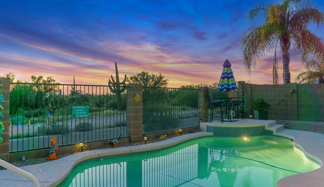 Mtn-view home with private pool, grill, enclosed backyard, streaming, tennis, AC