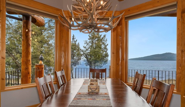 New! Lakefront Log Home | Private Dock | Indoor Hot Tub | Glacier NP | Flathead Lake | Sleeps 10