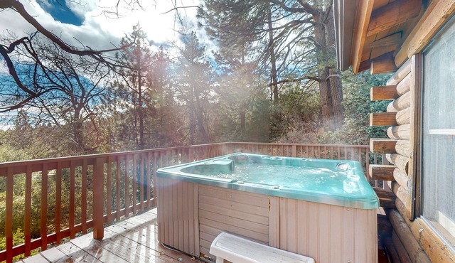 Secluded mtn-view cabin with deck,hot tub, grill, wood stove - dog-friendly