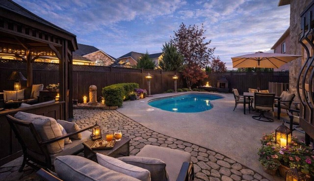 Sleeps 20 · Three Private Living Spaces · Heated Pool & Gazebo Lounge · EV Charging in Brampton